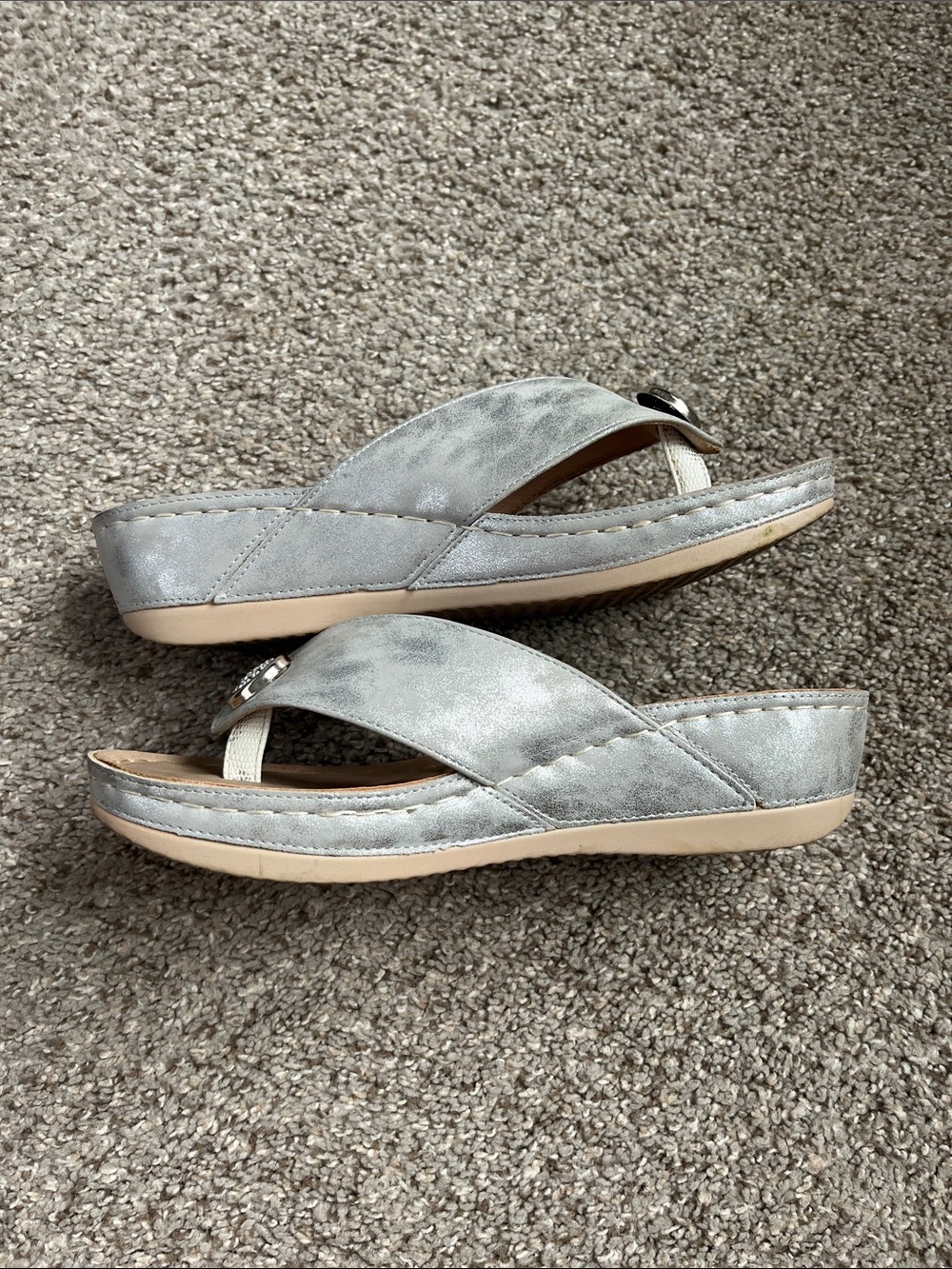 Silver Rhinestone Thong Sandals - Picture 4 of 6
